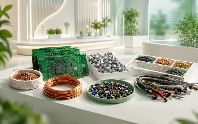 Recovered copper, metals, circuit boards, cables and electronic components for resource recovery