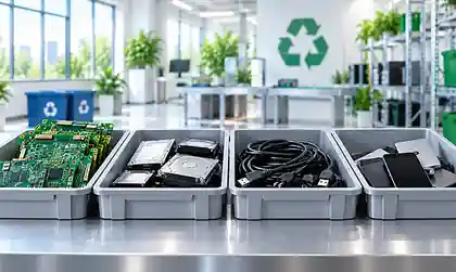 Electronic components separated into organised sorting categories